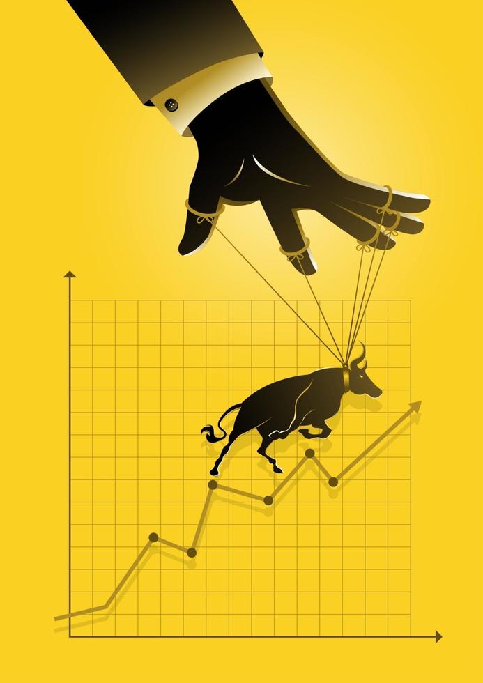 Stock Market Puppet Master Concept vector