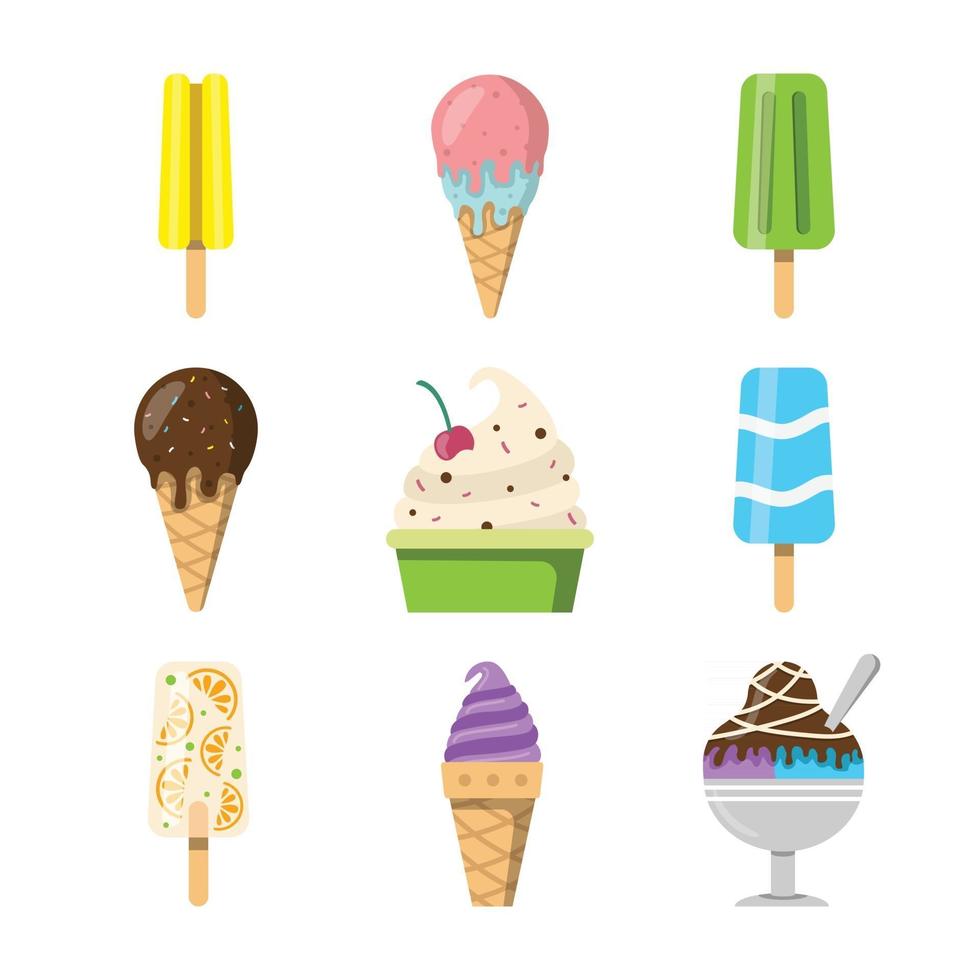 juego de helados para la temporada de verano vector