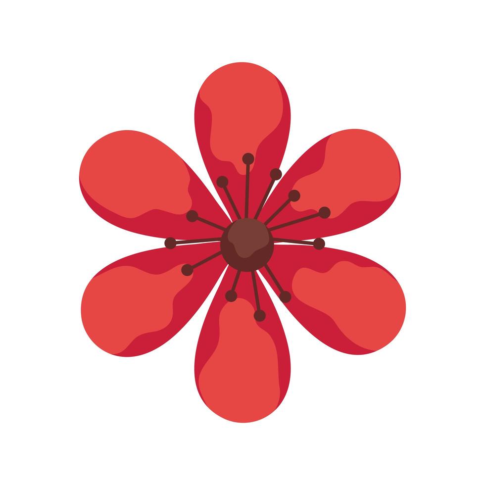 red flower garden plant decoration icon vector