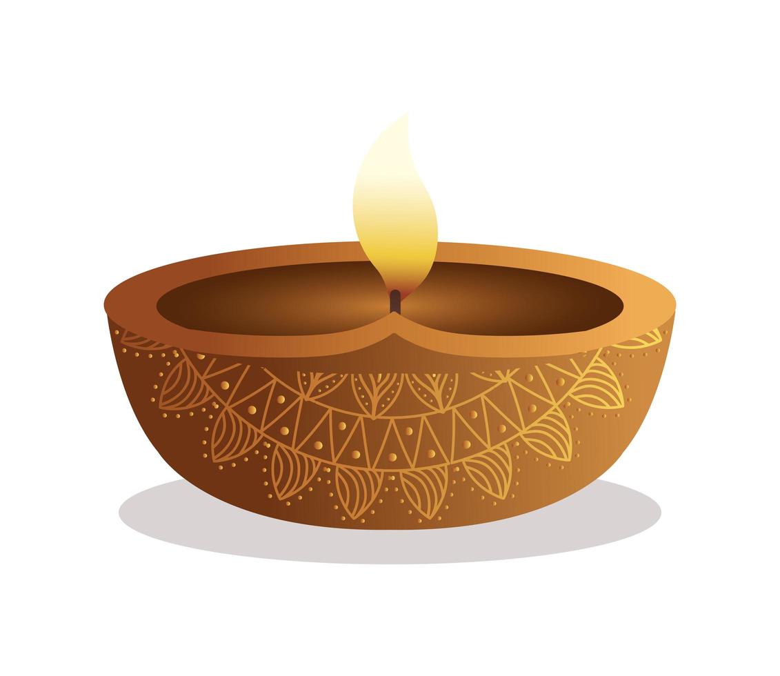 Happy diwali diya candle isolated vector design