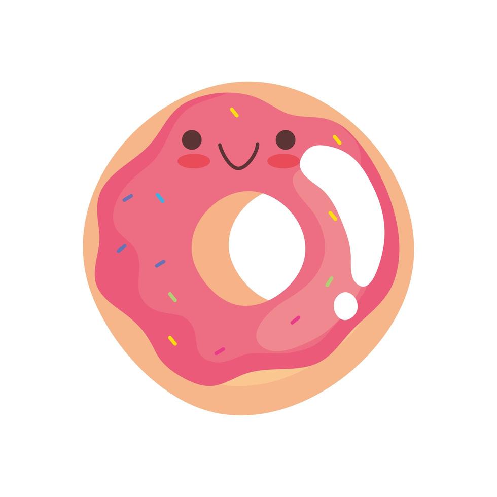 cute donut sticker kawaii character icon vector