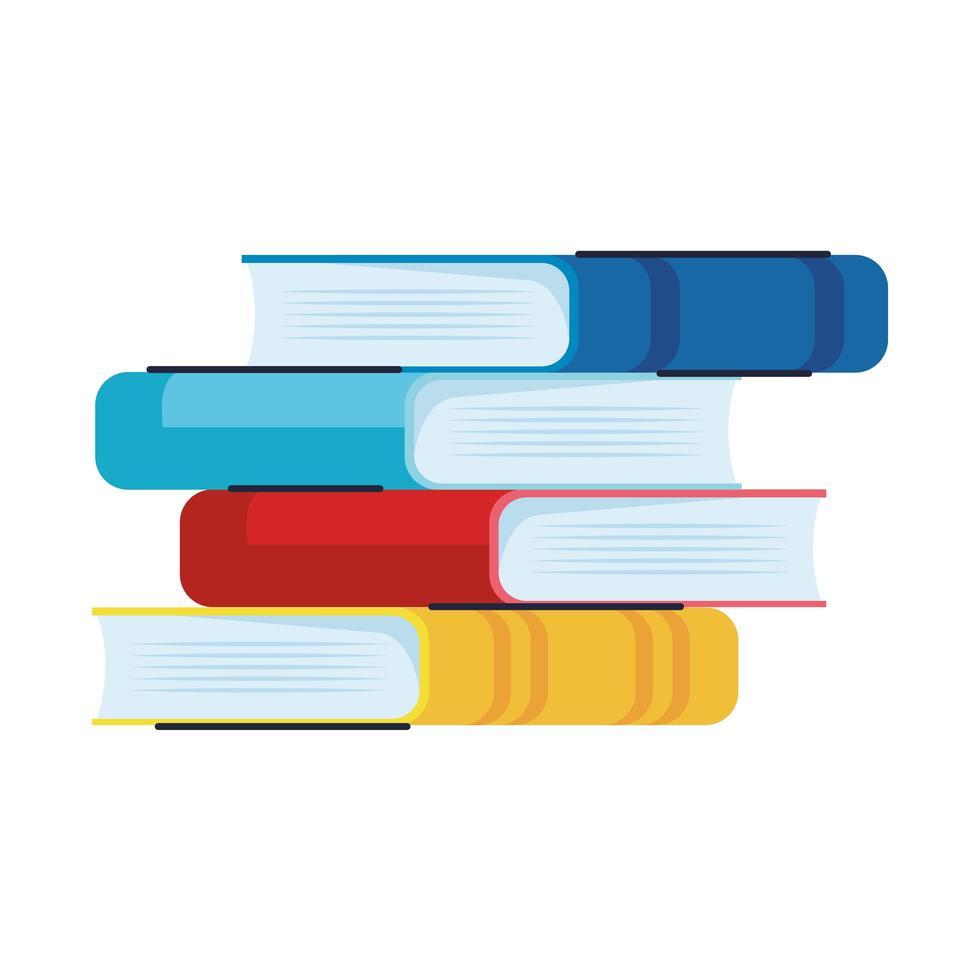 pile text books library set icons vector