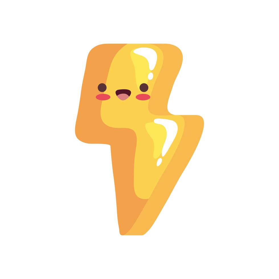 cute ray thunder sticker kawaii character icon vector