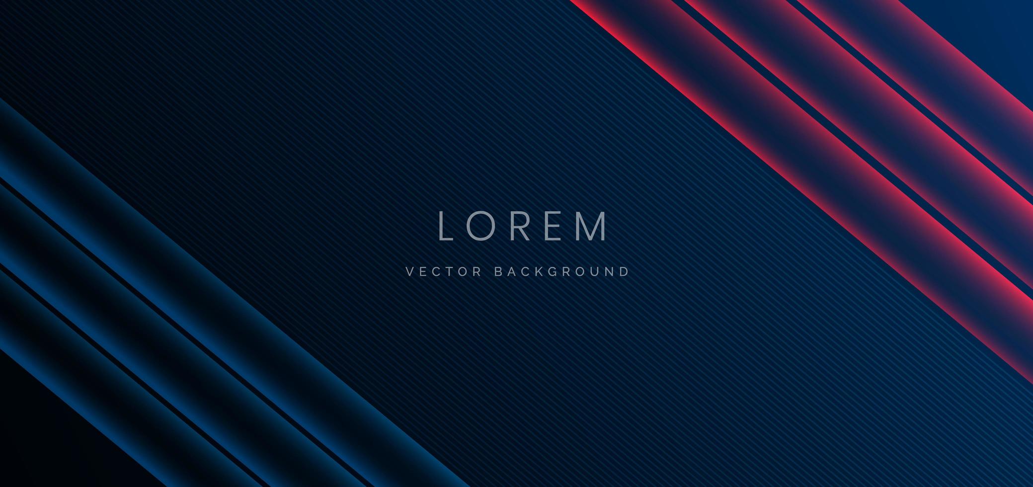 Abstract banner glowing red lines and blue lines overlapping layered with lighting effect on dark blue background vector