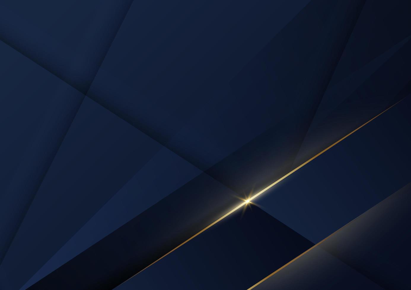 Abstract dark blue luxury background with golden line diagonal vector