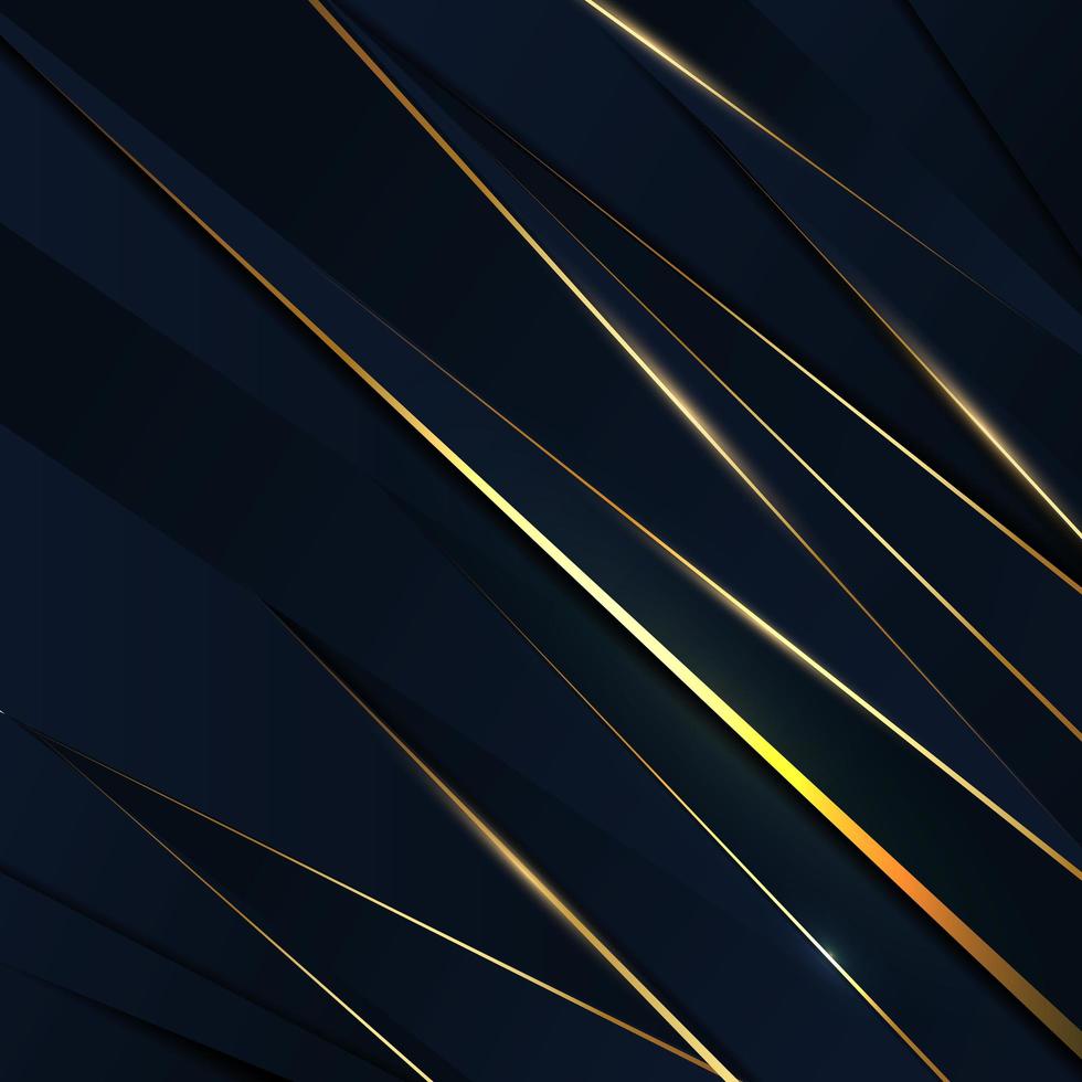 Abstract dark blue luxury background with golden line diagonal vector