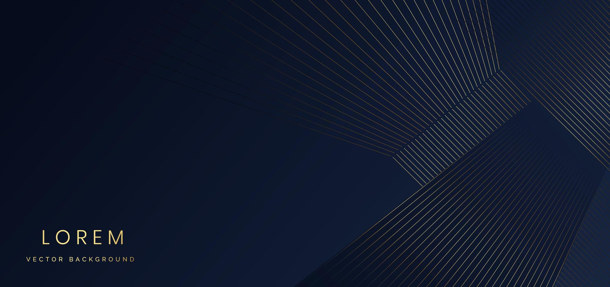 Abstract stripes golden lines diagonal overlap on dark blue background with copy space for text Luxury style vector