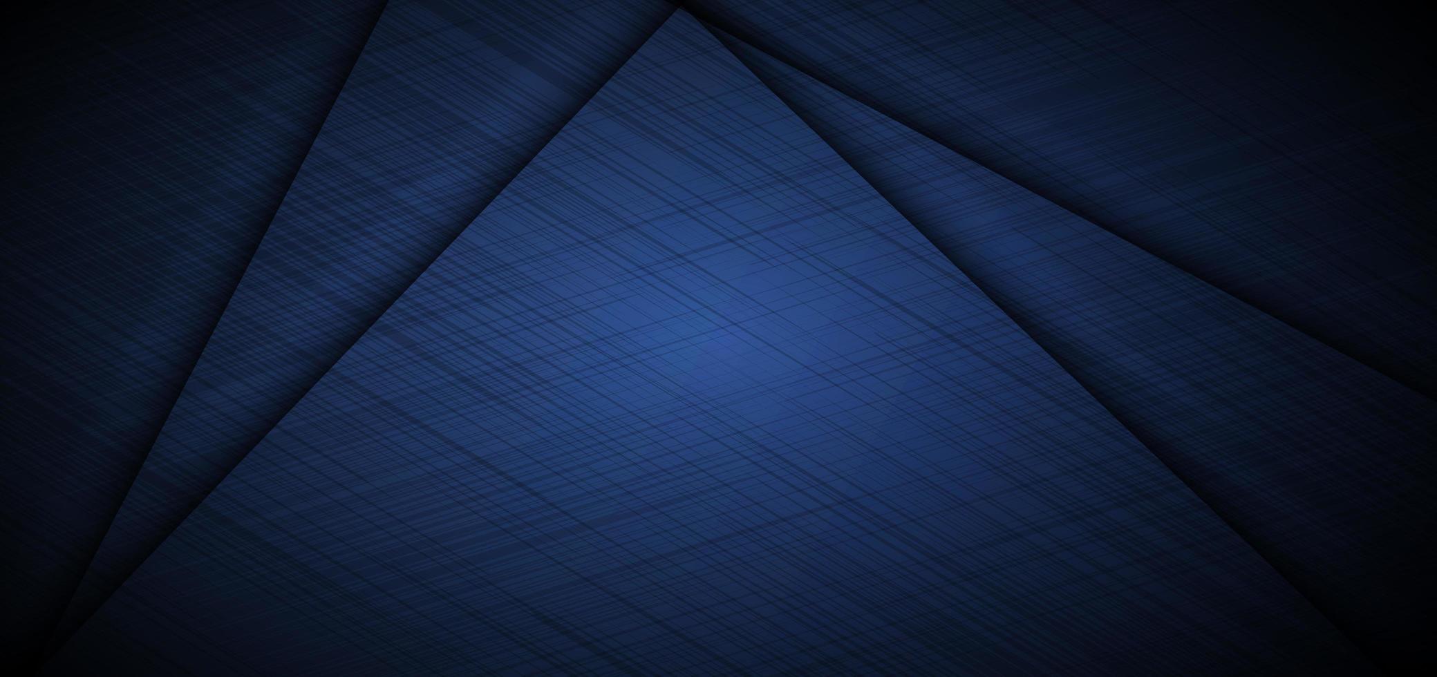 Triángulos abstractos capa fondo azul con textura de líneas de cuadrícula oscura vector