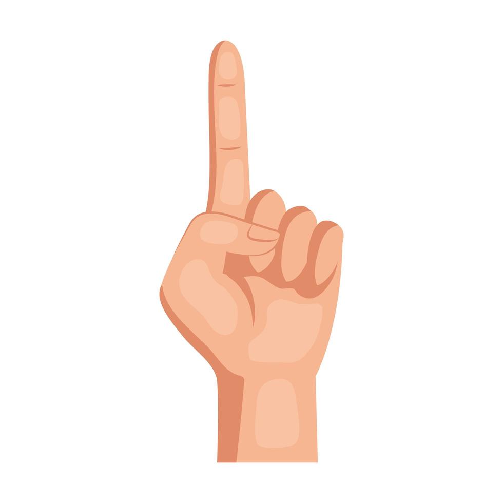 human hand with the index finger up icon vector