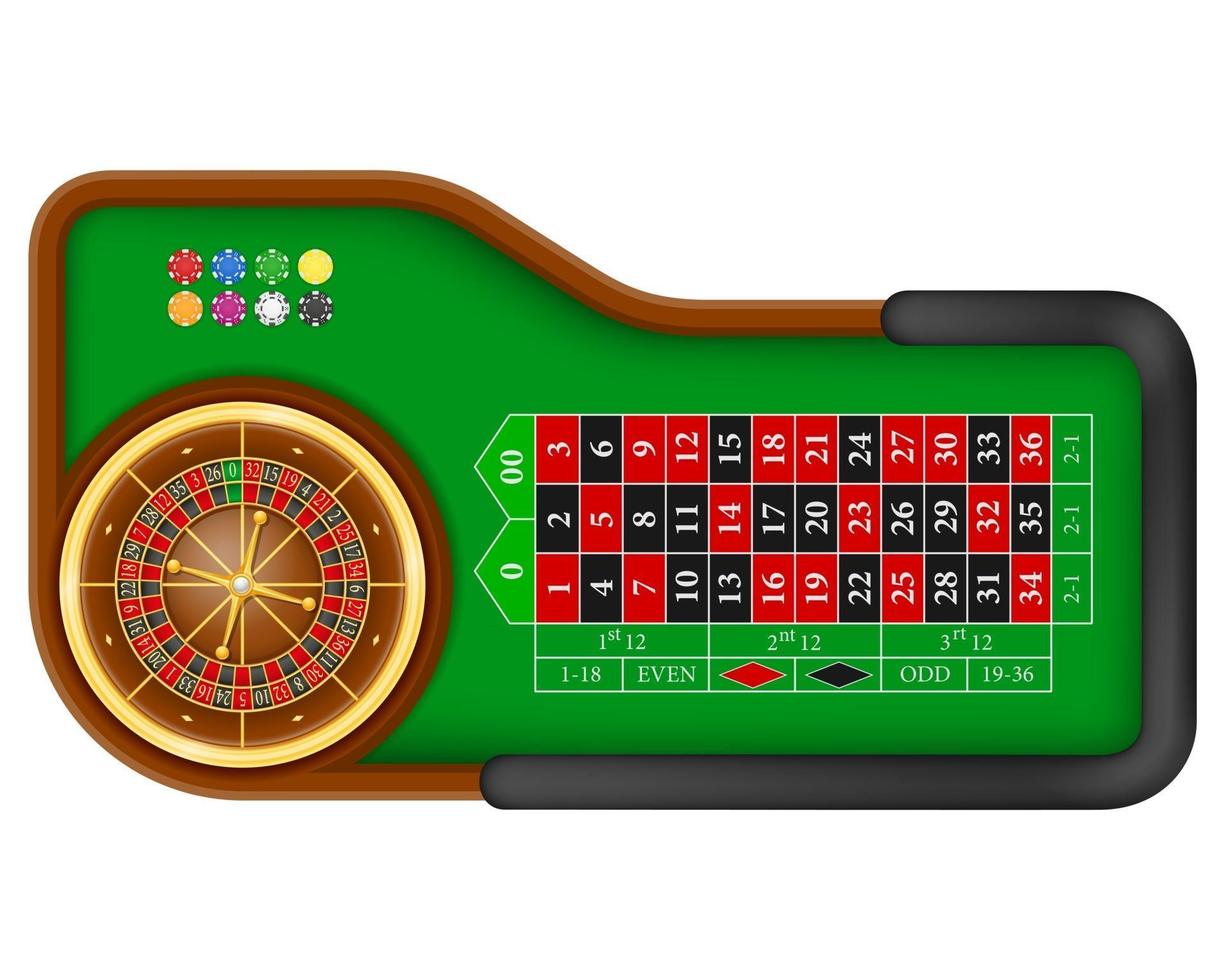Ilustración de vector stock de mesa de ruleta de casino aislado sobre fondo blanco