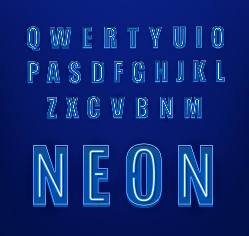 Neon style vector alphabet