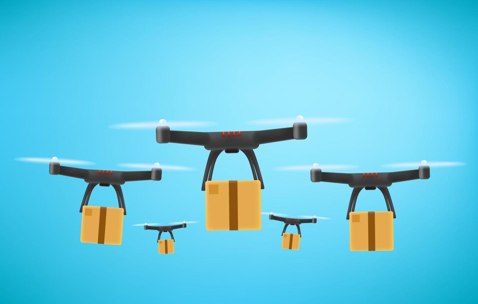 Fast delivery service by drones vector