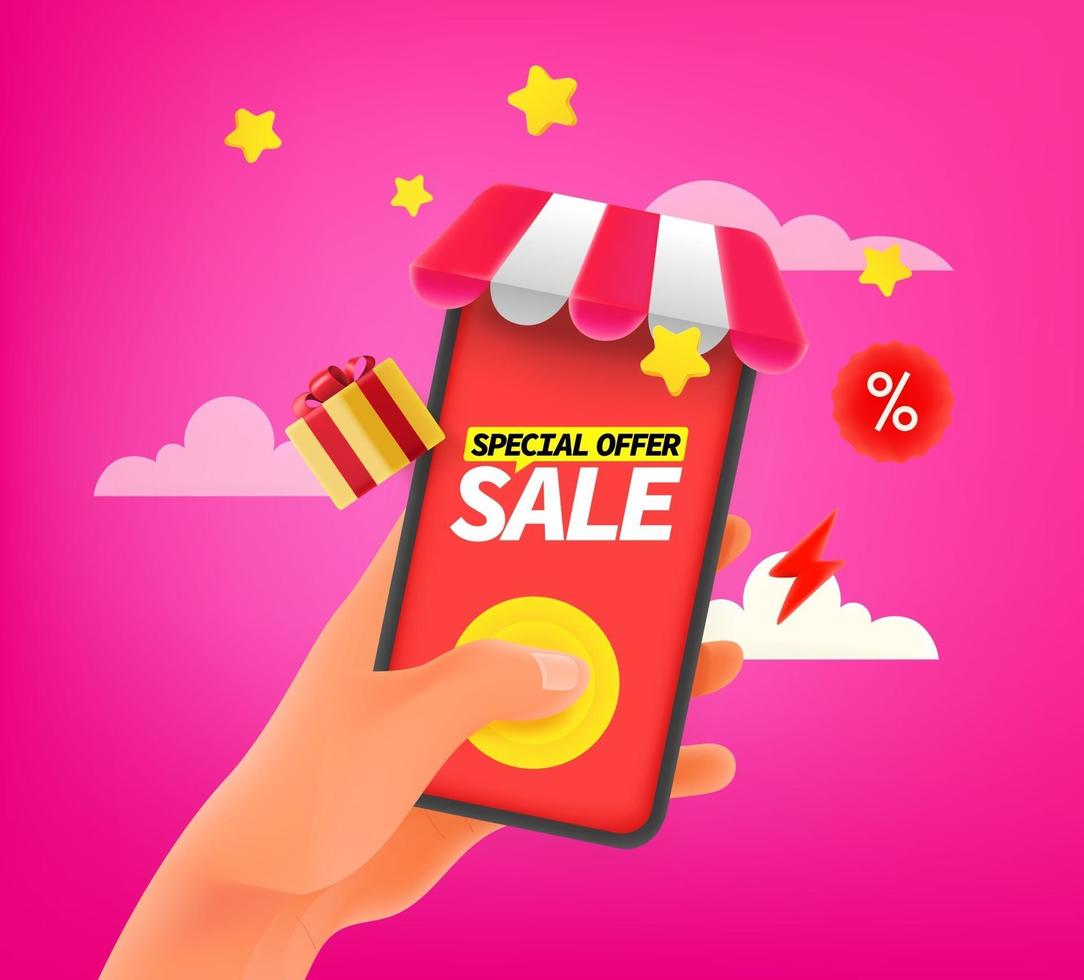 Man making order in online shop vector