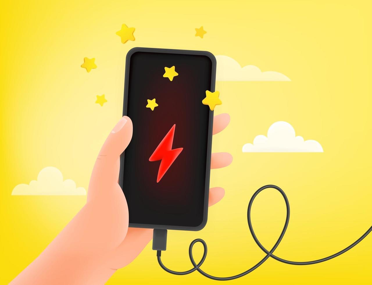 Charging modern smartphone vector