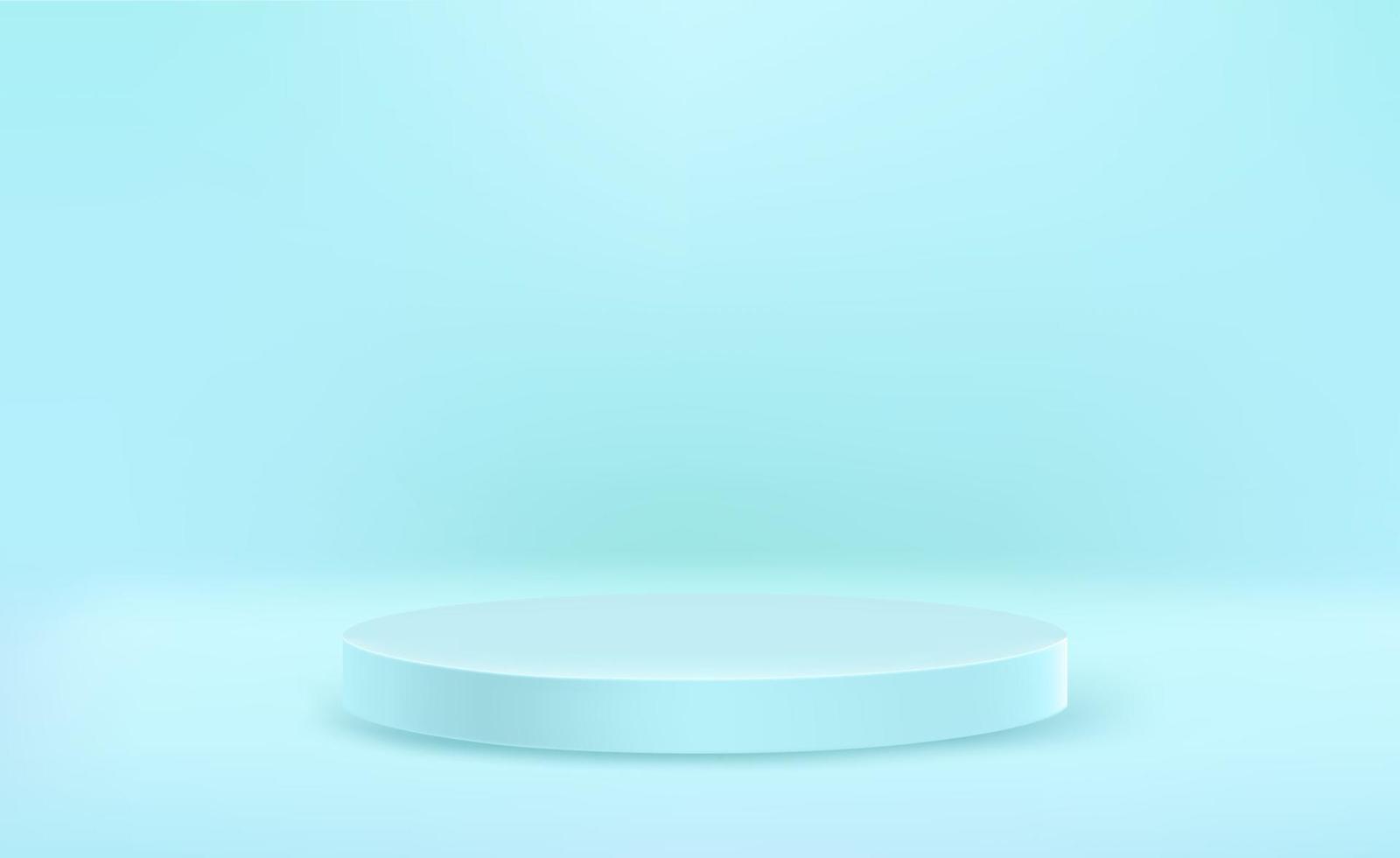 Bright blue round stage with copy space vector