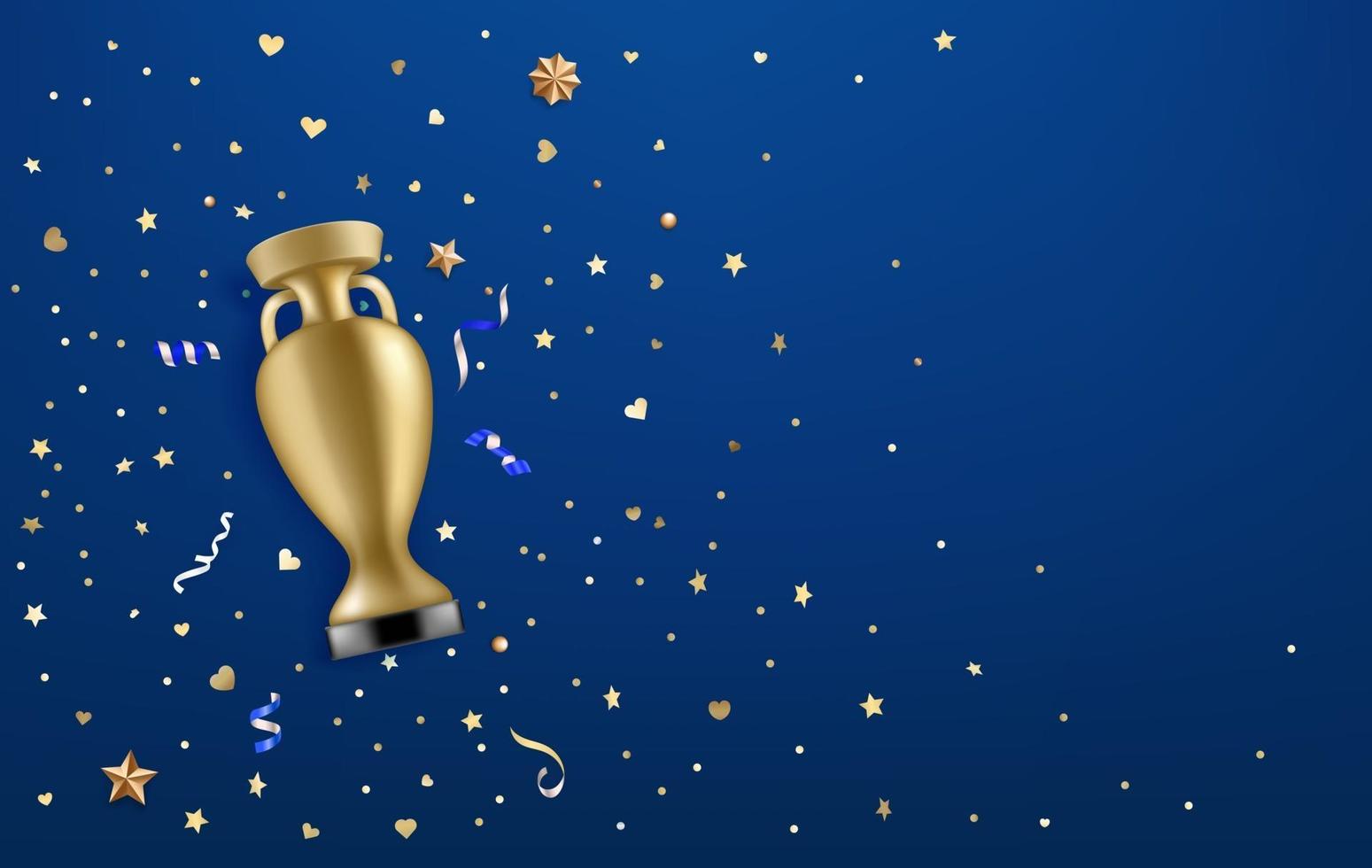 Football trophy on blue background with confetti vector