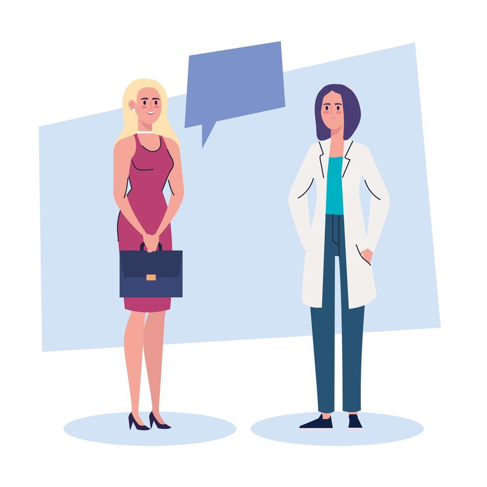 professional female doctor and businesswoman characters vector