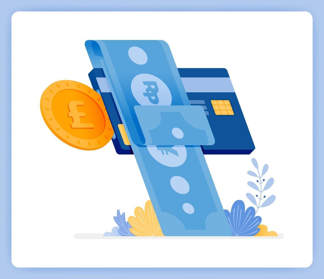 Instant monthly credit card bill payments financial loans. Can be used for landing pages, websites, posters, mobile apps vector