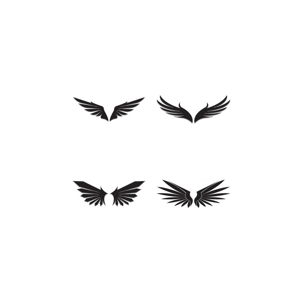 Wings black icons vector set
