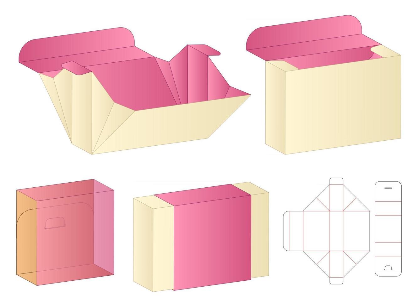 Box packaging die cut template design 3d mockup vector