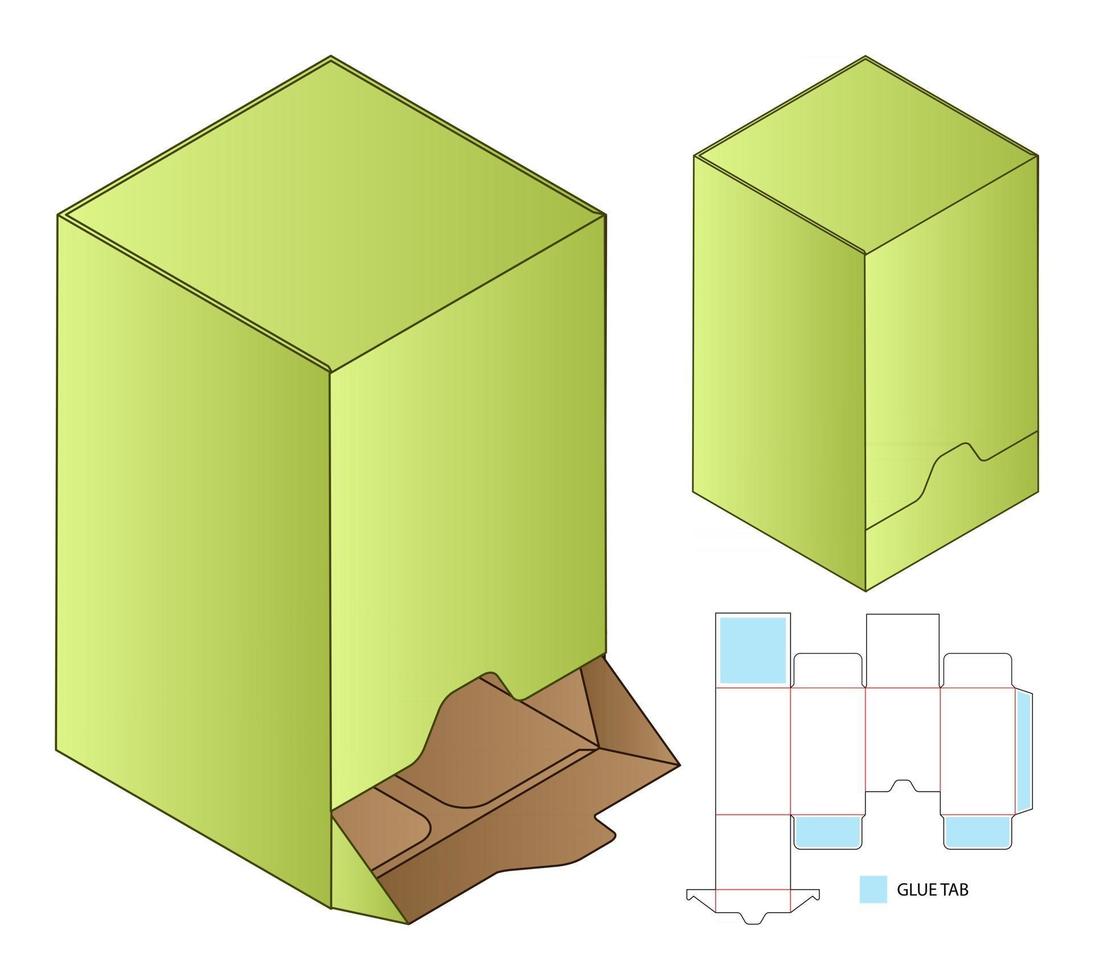 caja de embalaje diseño de plantilla troquelada maqueta 3d vector