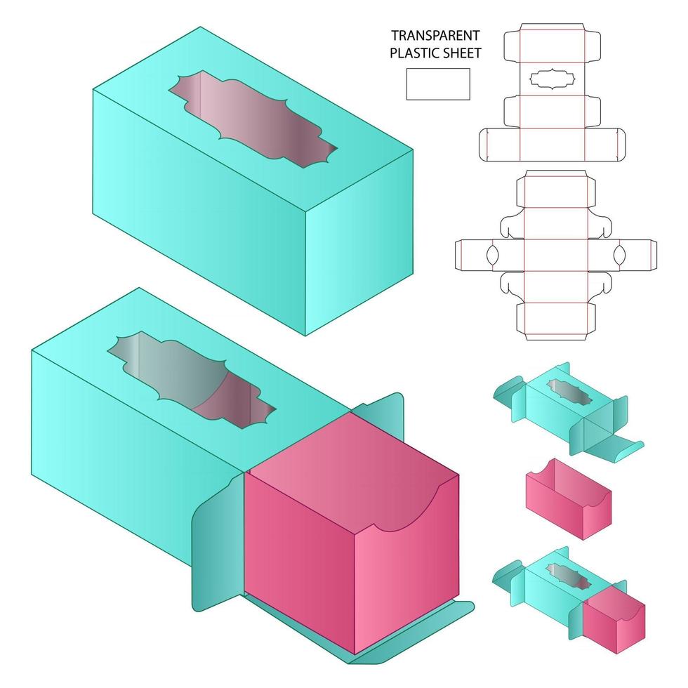 Box packaging die cut template design 3d mockup vector