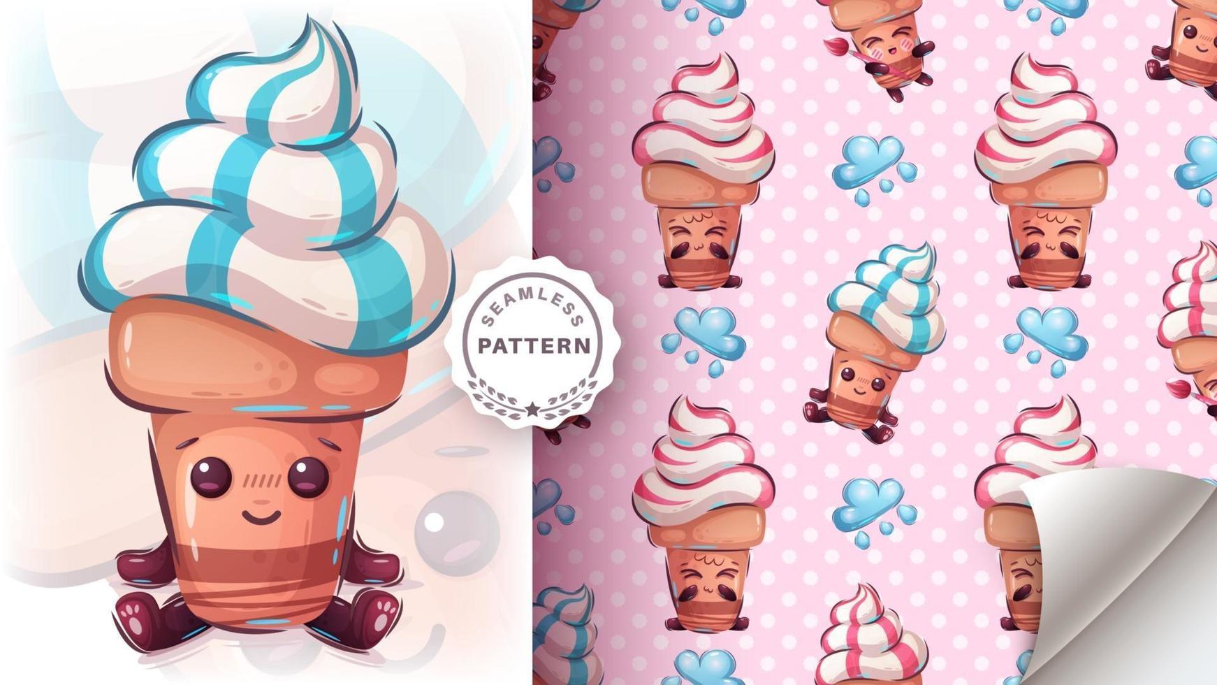 Sweet ice cream carton character vector