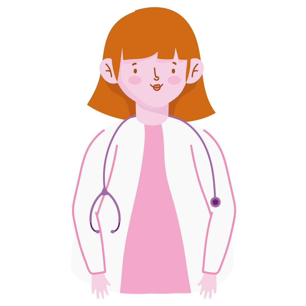 fondo blanco de dibujos animados de personaje médico femenino vector