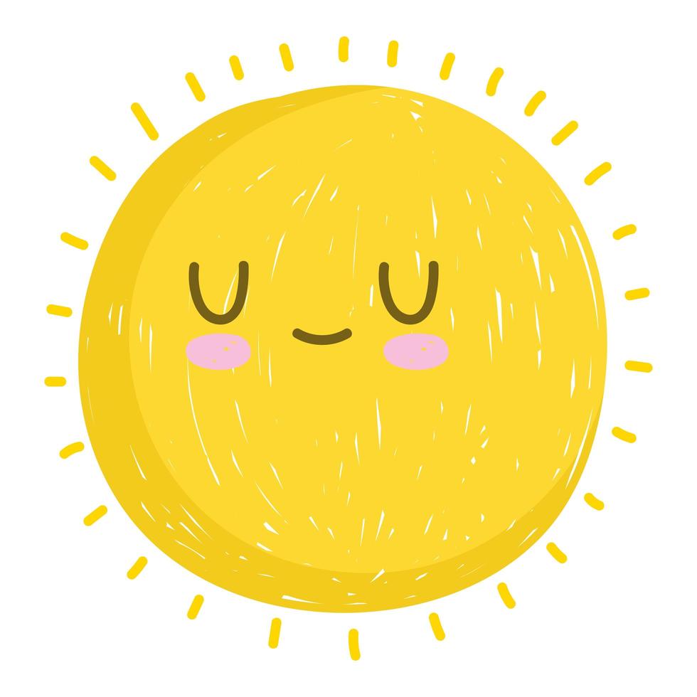 cute sun summer weather white background vector