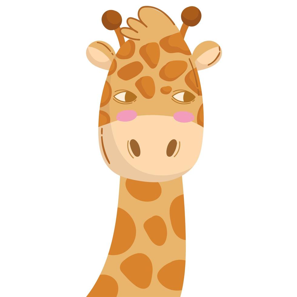 giraffe head animal cartoon vector
