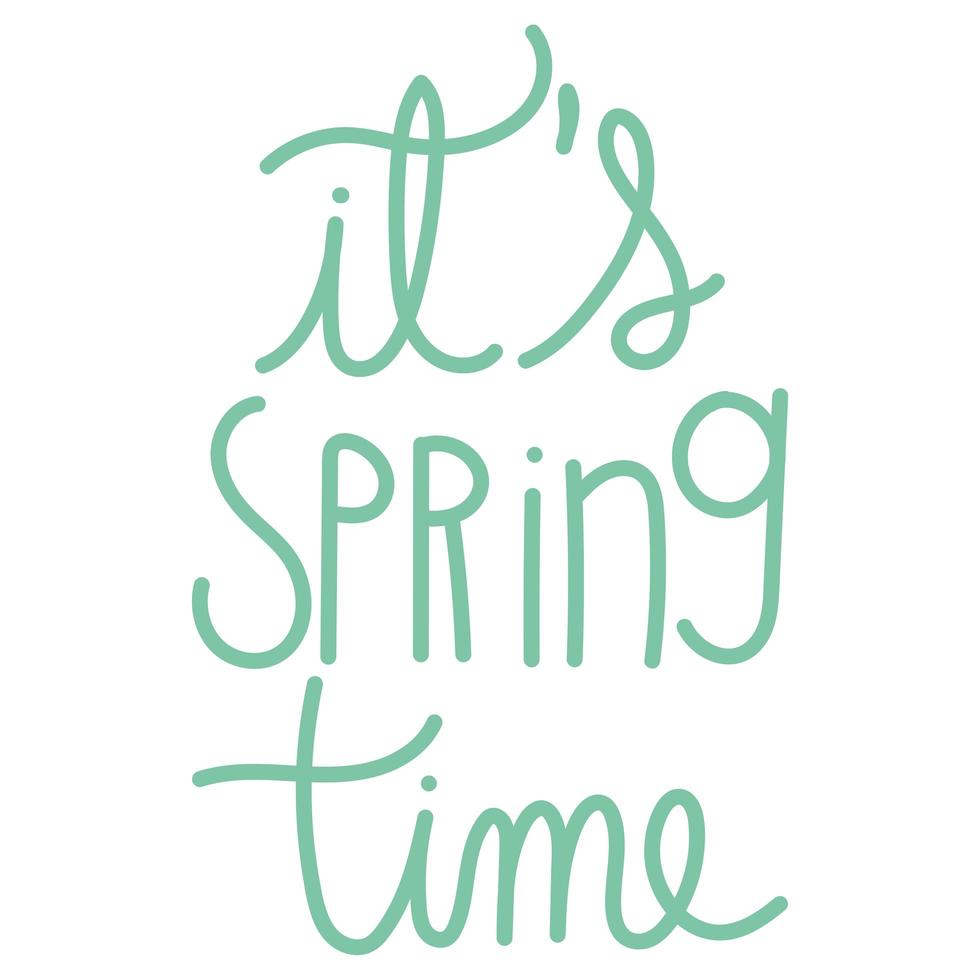 handwritten lettering its spring time isolated style vector