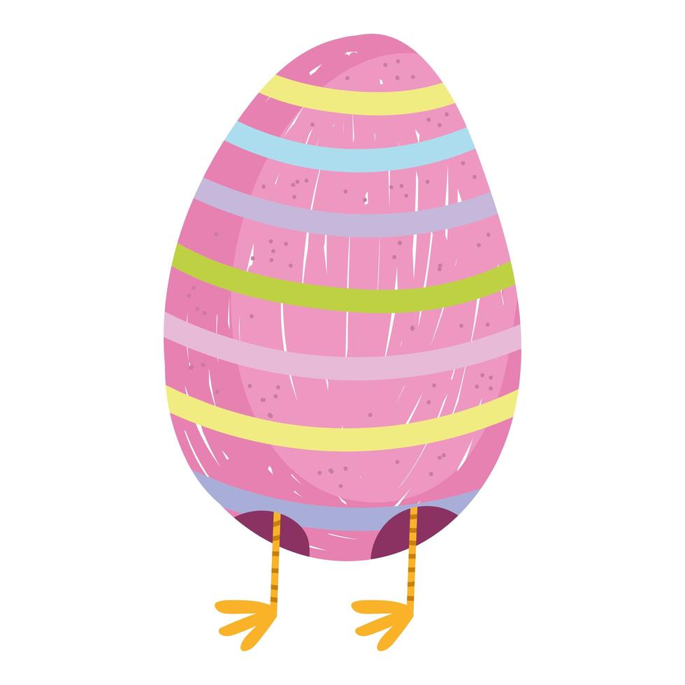 cute easter egg with legs chicken cartoon white background vector