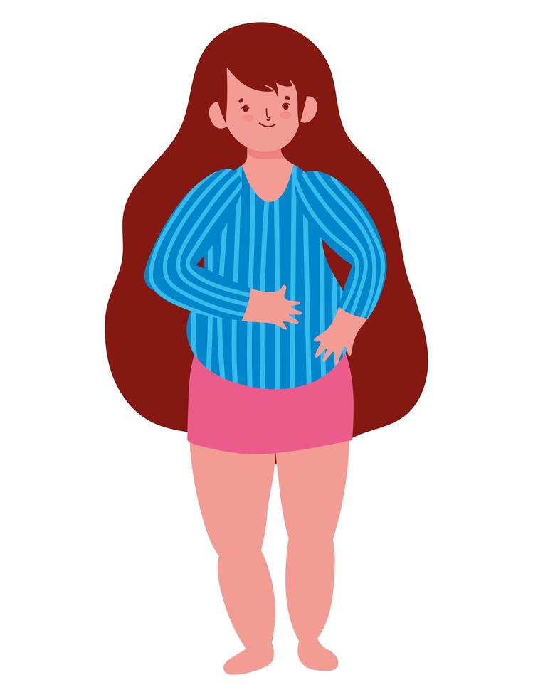 brunette fat girl vector