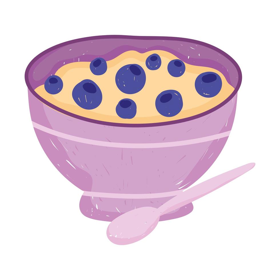 healthy food cereal with fruits flat icon style vector