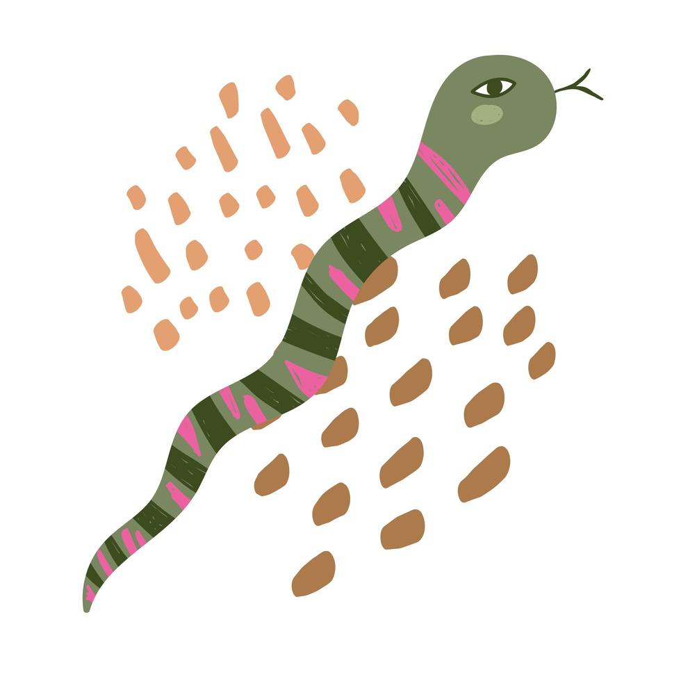 serpiente selva animal vida silvestre dibujos animados dibujados a mano estilo vector