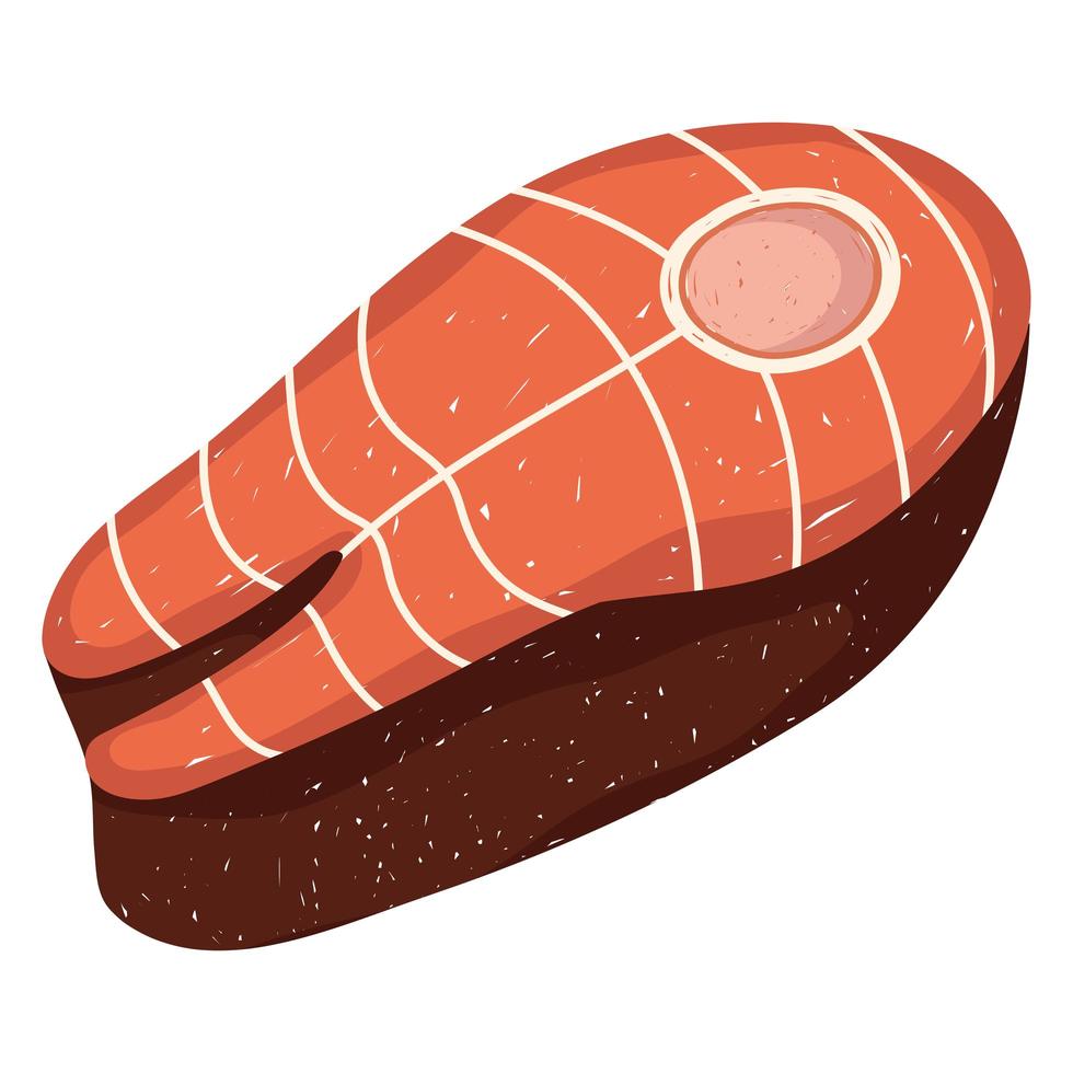 healthy food fish steak flat icon style vector