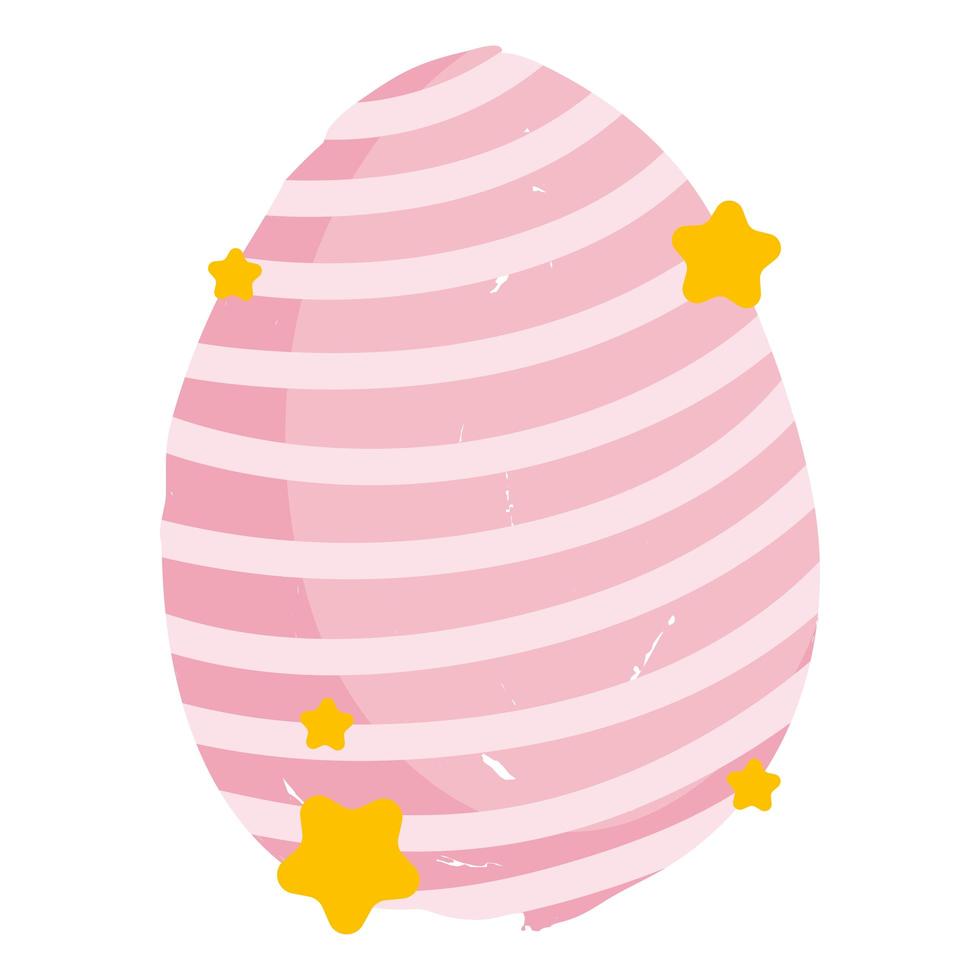 happy easter striped egg decoration stars isolated white background vector