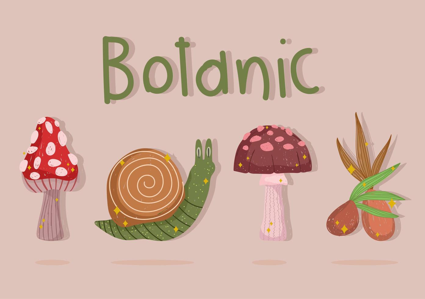 botanic cartoon set vector