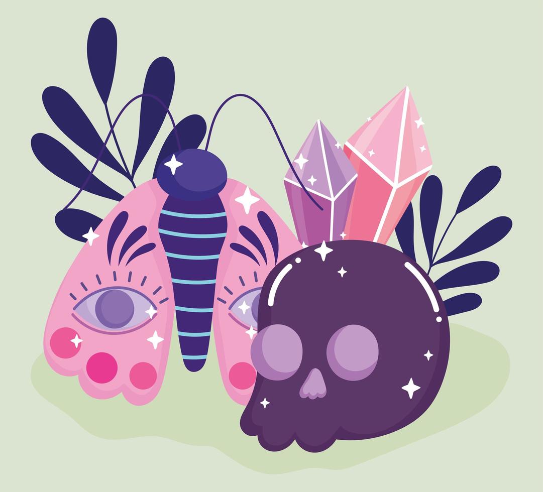 skull butterfly spell vector