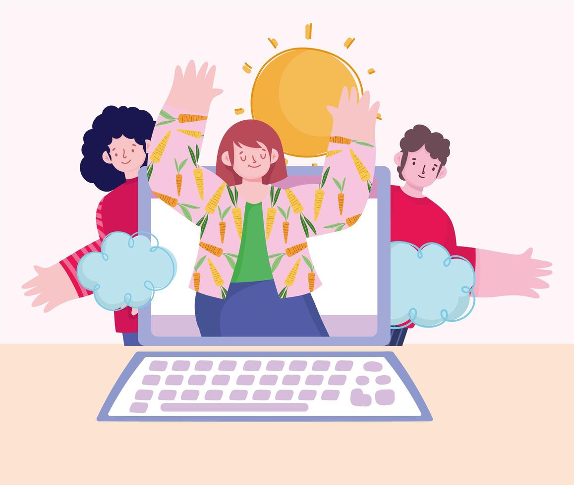 people working laptop vector