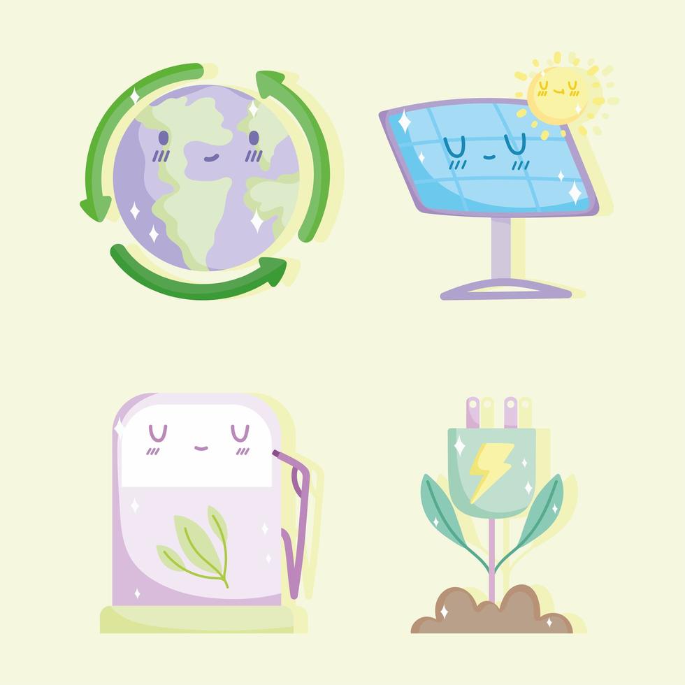 ecology cartoon set vector