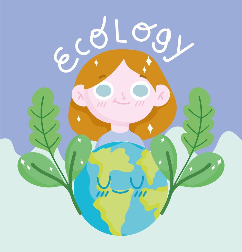 ecology girl world vector