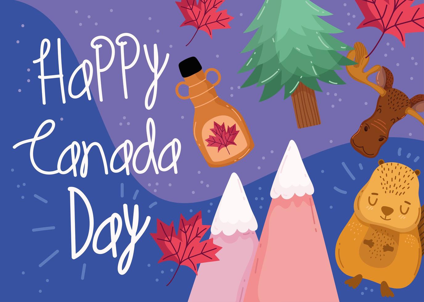 happy canada card vector