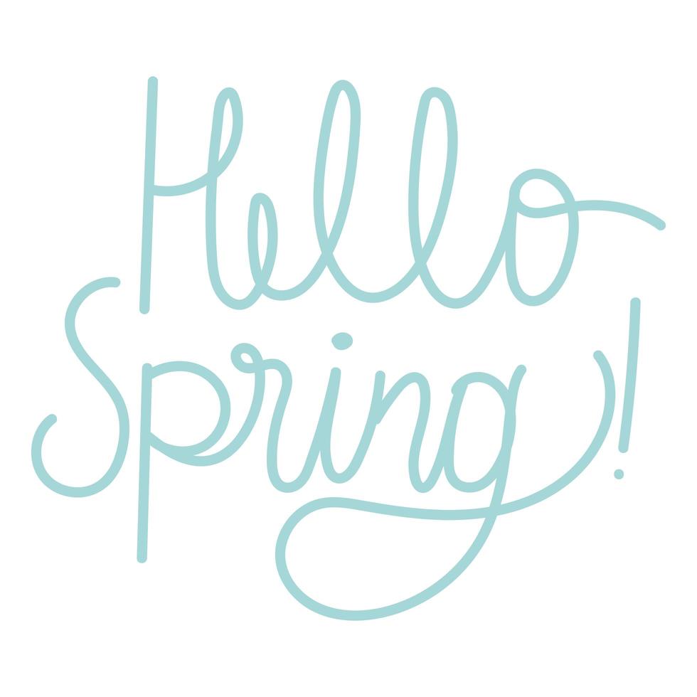 hello spring hand drawn style words decoration isolated style vector