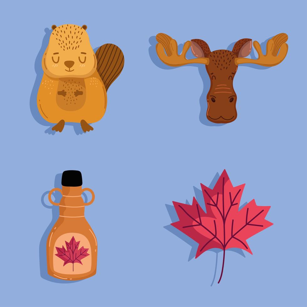 canadá, caricatura, iconos vector