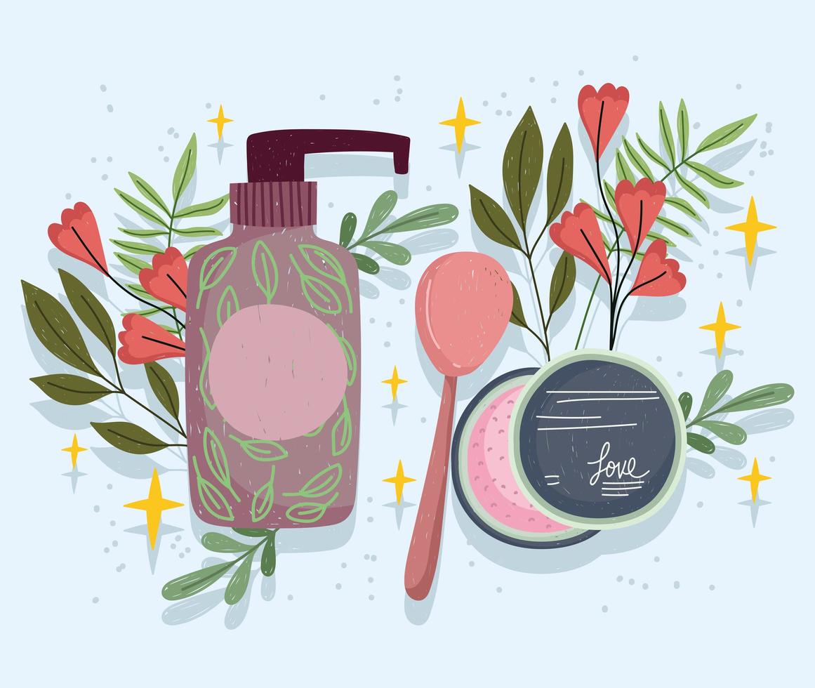 natural organic cream fresh herbs skin care product vector