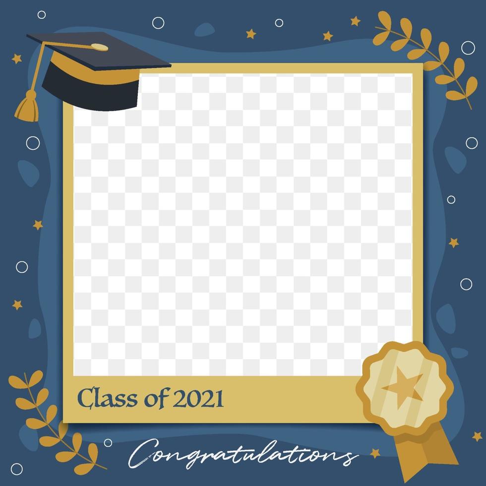 Flat Blue and Yellow Graduation Photo Frame Template vector