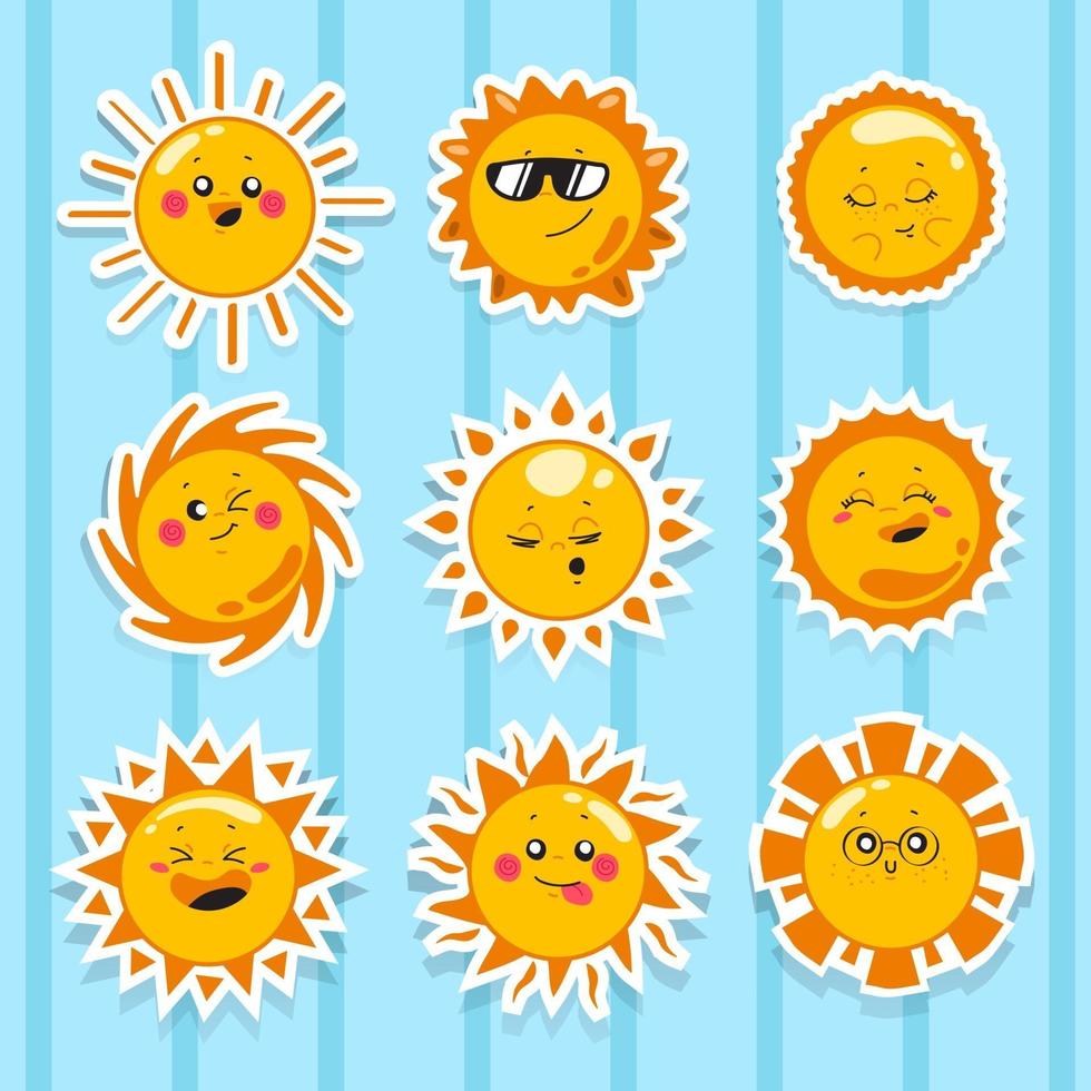 Happy Cute Face Sun Emoticon vector