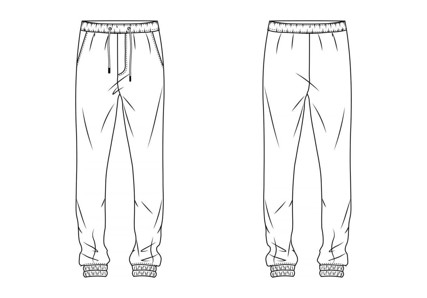 Men track pant flat sketch vector