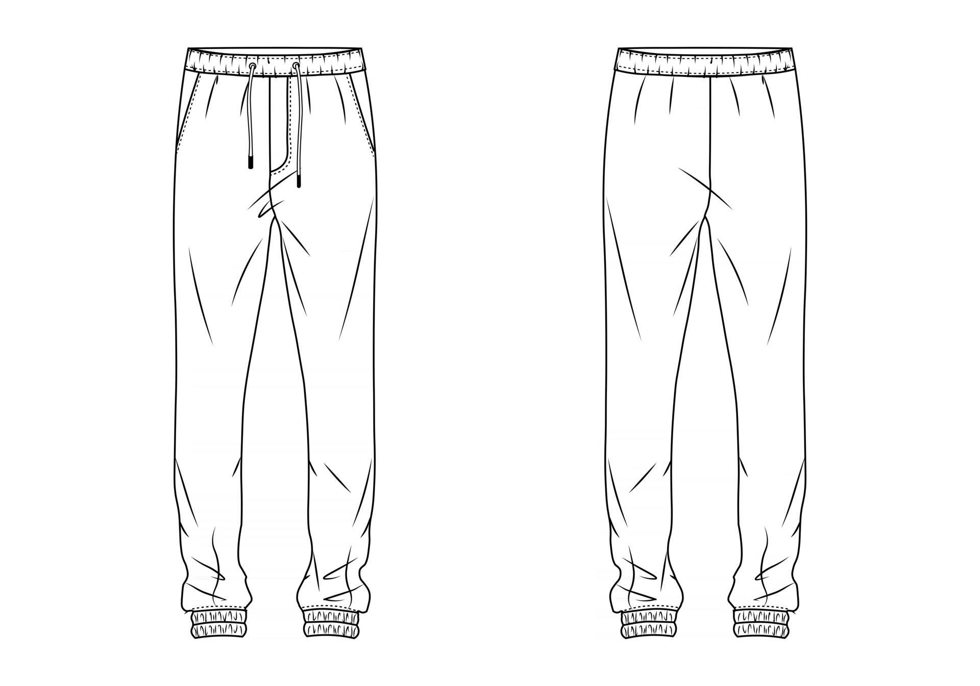 Template wide tie belt trousers vector illustration flat sketch design  outline 5149205 Vector Art at Vecteezy